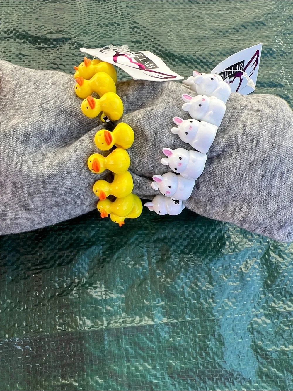 Style Lab Kids Stretch Bracelet Set - Yellow Duck & White Bunny